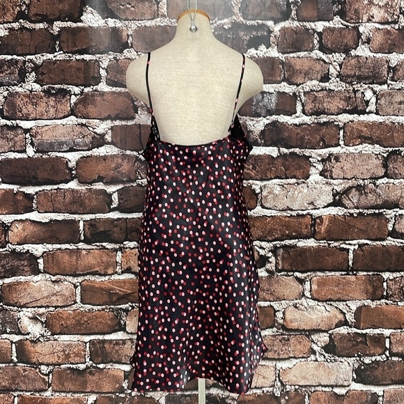 Delicates Robe & Chemise Set Women's L Large Black Red Pink Polka Dot Nightgown - Picture 6 of 17